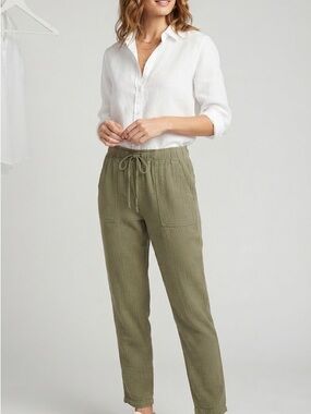 Old Navy Cotton Gauze Olive Drawstring Casual Pants